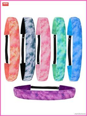 Adjustable No Slip Sport Headbands Set of 6 Elastic Stretch Hair Accessories